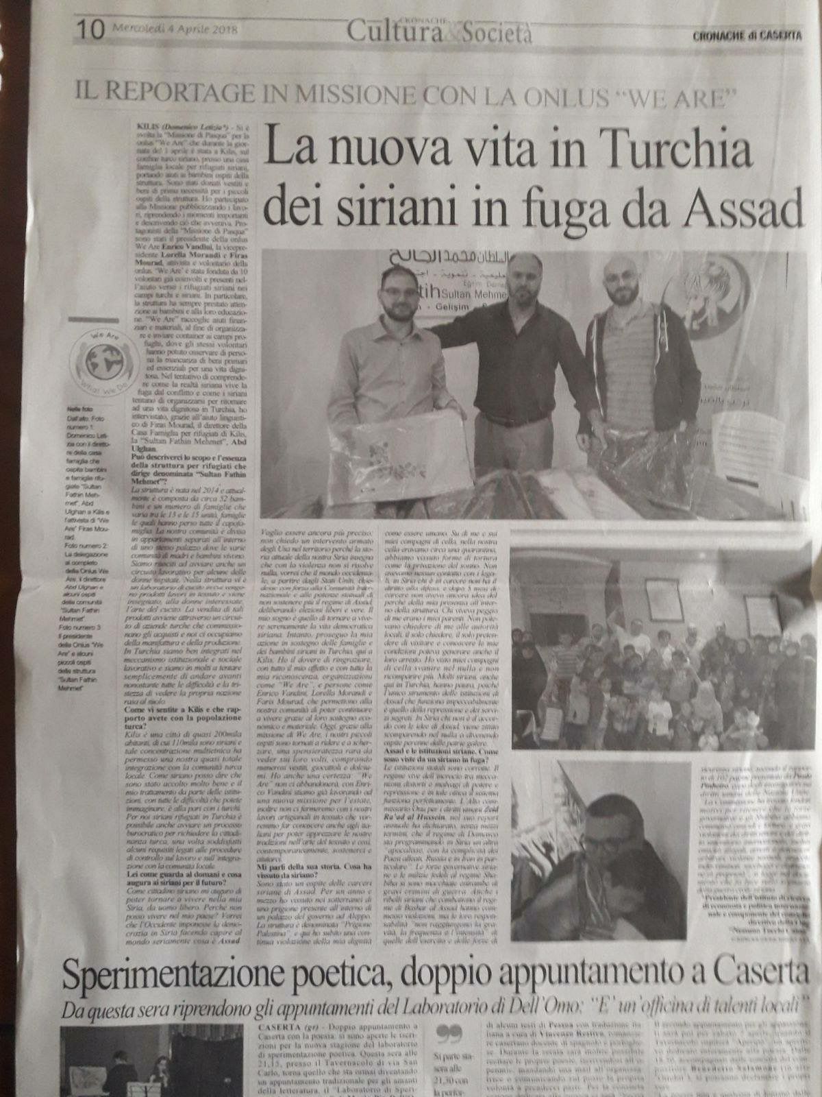 الصحافة الايطالية: تتحدث عن حياة السوريين في تركيا الهاربين من بطش الاسد